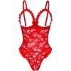 image:imageAvidlove One Piece Lingerie Sexy Teddy Ruffle V Neck Bodysuit Lace NightieRed