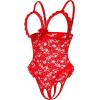image:imageAvidlove One Piece Lingerie Sexy Teddy Ruffle V Neck Bodysuit Lace NightieRed