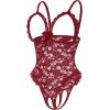 image:imageAvidlove One Piece Lingerie Sexy Teddy Ruffle V Neck Bodysuit Lace NightieWine Red