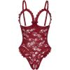 image:imageAvidlove One Piece Lingerie Sexy Teddy Ruffle V Neck Bodysuit Lace NightieWine Red