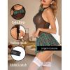 image:imageAvidlove Schoolgirl Lingerie for Women Sexy Costume Outfit Roleplay Cosplay Lingerie Set Snap Crotch Bodysuit and Mini SkirtDark Green