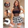 image:imageAvidlove Schoolgirl Lingerie for Women Sexy Costume Outfit Roleplay Cosplay Lingerie Set Snap Crotch Bodysuit and Mini SkirtDblack White
