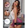 image:imageAvidlove Schoolgirl Lingerie for Women Sexy Costume Outfit Roleplay Cosplay Lingerie Set Snap Crotch Bodysuit and Mini SkirtPink