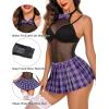image:imageAvidlove Schoolgirl Lingerie for Women Sexy Costume Outfit Roleplay Cosplay Lingerie Set Snap Crotch Bodysuit and Mini SkirtPurple
