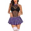 image:imageAvidlove Schoolgirl Lingerie for Women Sexy Costume Outfit Roleplay Cosplay Lingerie Set Snap Crotch Bodysuit and Mini SkirtPurple