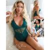 image:imageAvidlove Sexy Lingerie for Women Deep V Lace Bodysuit Snap Crotch One Piece Teddy XS4XLBottle Greenwith Snap Crotch