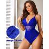 image:imageAvidlove Sexy Lingerie for Women Deep V Lace Bodysuit Snap Crotch One Piece Teddy XS4XLBrilliant Bluewith Snap Crotch