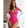 image:imageAvidlove Sexy Lingerie for Women Deep V Lace Bodysuit Snap Crotch One Piece Teddy XS4XLChot Pinkwith Snap Crotch