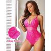 image:imageAvidlove Sexy Lingerie for Women Deep V Lace Bodysuit Snap Crotch One Piece Teddy XS4XLChot Pinkwith Snap Crotch
