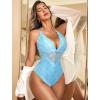 image:imageAvidlove Sexy Lingerie for Women Deep V Lace Bodysuit Snap Crotch One Piece Teddy XS4XLClight Bluewith Snap Crotch