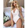 image:imageAvidlove Sexy Lingerie for Women Deep V Lace Bodysuit Snap Crotch One Piece Teddy XS4XLCream Whitewith Snap Crotch