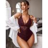 image:imageAvidlove Sexy Lingerie for Women Deep V Lace Bodysuit Snap Crotch One Piece Teddy XS4XLDark Brownwith Snap Crotch