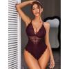 image:imageAvidlove Sexy Lingerie for Women Deep V Lace Bodysuit Snap Crotch One Piece Teddy XS4XLDark Brownwith Snap Crotch