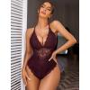 image:imageAvidlove Sexy Lingerie for Women Deep V Lace Bodysuit Snap Crotch One Piece Teddy XS4XLDark Brownwith Snap Crotch