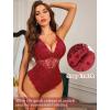 image:imageAvidlove Sexy Lingerie for Women Deep V Lace Bodysuit Snap Crotch One Piece Teddy XS4XLDark Redwith Snap Crotch