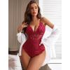 image:imageAvidlove Sexy Lingerie for Women Deep V Lace Bodysuit Snap Crotch One Piece Teddy XS4XLDark Redwith Snap Crotch