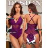 image:imageAvidlove Sexy Lingerie for Women Deep V Lace Bodysuit Snap Crotch One Piece Teddy XS4XLDeep Purplewith Snap Crotch