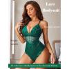 image:imageAvidlove Sexy Lingerie for Women Deep V Lace Bodysuit Snap Crotch One Piece Teddy XS4XLGreenwith Snap Crotch