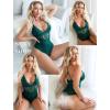 image:imageAvidlove Sexy Lingerie for Women Deep V Lace Bodysuit Snap Crotch One Piece Teddy XS4XLGreenwith Snap Crotch
