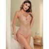 image:imageAvidlove Sexy Lingerie for Women Deep V Lace Bodysuit Snap Crotch One Piece Teddy XS4XLLight Khaki