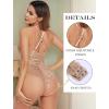 image:imageAvidlove Sexy Lingerie for Women Deep V Lace Bodysuit Snap Crotch One Piece Teddy XS4XLLight Khaki