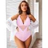 image:imageAvidlove Sexy Lingerie for Women Deep V Lace Bodysuit Snap Crotch One Piece Teddy XS4XLLight Pinkwith Snap Crotch