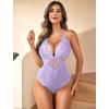image:imageAvidlove Sexy Lingerie for Women Deep V Lace Bodysuit Snap Crotch One Piece Teddy XS4XLLilacwith Snap Crotch