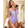 image:imageAvidlove Sexy Lingerie for Women Deep V Lace Bodysuit Snap Crotch One Piece Teddy XS4XLLilacwith Snap Crotch