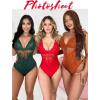 image:imageAvidlove Sexy Lingerie for Women Deep V Lace Bodysuit Snap Crotch One Piece Teddy XS4XLOrangewith Snap Crotch