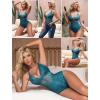 image:imageAvidlove Sexy Lingerie for Women Deep V Lace Bodysuit Snap Crotch One Piece Teddy XS4XLPeacock Bluewith Snap Crotch