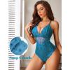 image:imageAvidlove Sexy Lingerie for Women Deep V Lace Bodysuit Snap Crotch One Piece Teddy XS4XLPeacock Bluewith Snap Crotch