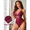 image:imageAvidlove Sexy Lingerie for Women Deep V Lace Bodysuit Snap Crotch One Piece Teddy XS4XLPurple Redwith Snap Crotch