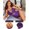 image:imageAvidlove Sexy Lingerie for Women Deep V Lace Bodysuit Snap Crotch One Piece Teddy XS4XLPurplewith Snap Crotch