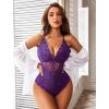 image:imageAvidlove Sexy Lingerie for Women Deep V Lace Bodysuit Snap Crotch One Piece Teddy XS4XLPurplewith Snap Crotch