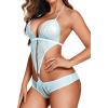 image:imageAvidlove Women Deep V Lingerie Lace Teddy One Piece Babydoll Mini BodysuitBaby Blue