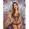 image:imageAvidlove Women Deep V Lingerie Lace Teddy One Piece Babydoll Mini BodysuitBrown