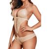 image:imageAvidlove Women Deep V Lingerie Lace Teddy One Piece Babydoll Mini BodysuitChampagne