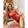image:imageAvidlove Women Deep V Lingerie Lace Teddy One Piece Babydoll Mini BodysuitChristmas Print