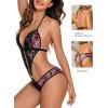 image:imageAvidlove Women Deep V Lingerie Lace Teddy One Piece Babydoll Mini BodysuitRose Pink Black Leopard Print
