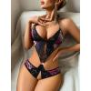 image:imageAvidlove Women Deep V Lingerie Lace Teddy One Piece Babydoll Mini BodysuitRose Pink Black Leopard Print