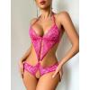 image:imageAvidlove Women Deep V Lingerie Lace Teddy One Piece Babydoll Mini BodysuitRose Red Leopard Print