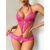 image:imageAvidlove Women Deep V Lingerie Lace Teddy One Piece Babydoll Mini BodysuitRose Red Leopard Print