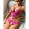 image:imageAvidlove Women Deep V Lingerie Lace Teddy One Piece Babydoll Mini BodysuitRose Red Leopard Print