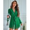 image:imageAvidlove Women Sexy Lingerie Set 2 Piece Lace Teddy with Mesh Kimono Robe Bodysuit NightgownGreen