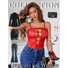 image:imageAvidlove Women Sexy Lingeries Deep V Teddy Lingerie Lace Bodysuit Hollow Out One Piece Mini BabydollCarmine Red