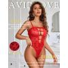 image:imageAvidlove Women Sexy Lingeries Deep V Teddy Lingerie Lace Bodysuit Hollow Out One Piece Mini BabydollCarmine Red