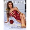 image:imageAvidlove Women Sexy Lingeries Deep V Teddy Lingerie Lace Bodysuit Hollow Out One Piece Mini BabydollDark Red