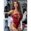 image:imageAvidlove Women Sexy Lingeries Deep V Teddy Lingerie Lace Bodysuit Hollow Out One Piece Mini BabydollDark Red