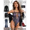 image:imageAvidlove Women Sexy Lingeries Deep V Teddy Lingerie Lace Bodysuit Hollow Out One Piece Mini BabydollNavy Blue