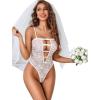 image:imageAvidlove Women Sexy Lingeries Deep V Teddy Lingerie Lace Bodysuit Hollow Out One Piece Mini BabydollWhite